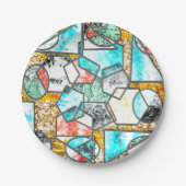 Geometrische Formen mit bizarren weißlichen Textur Pappteller (Vorderseite)