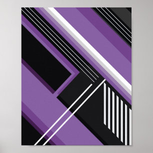 Geometrische Formen mit Lila, schwarzen und weißen Poster