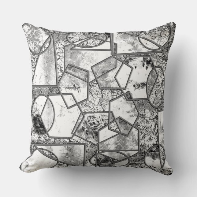 Geometrische Formen mit seltsamen grauen Texturen Kissen (Vorderseite)