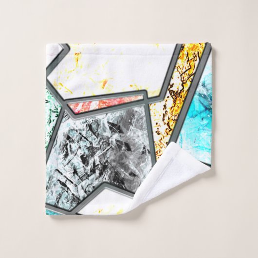 Geometrische Formen mit seltsamen weißlichen Textu Badhandtuch Set (Waschlappen)