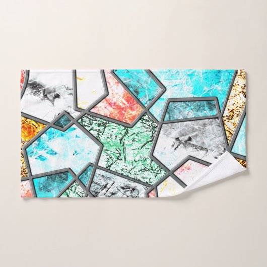 Geometrische Formen mit seltsamen weißlichen Textu Badhandtuch Set (Handtuch)