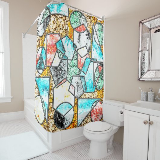 Geometrische Formen mit seltsamen weißlichen Textu Duschvorhang (Beispiel)