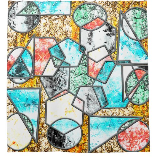 Geometrische Formen mit seltsamen weißlichen Textu Duschvorhang (Vorderseite)