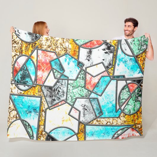 Geometrische Formen mit seltsamen weißlichen Textu Fleecedecke (Beispiel)