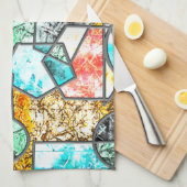 Geometrische Formen mit seltsamen weißlichen Textu Geschirrtuch (Viertel Falte)