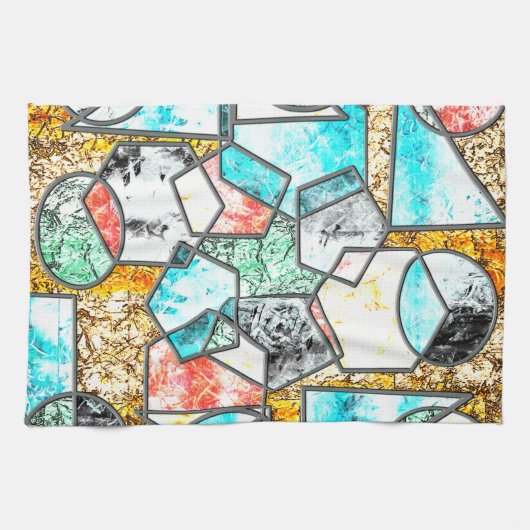 Geometrische Formen mit seltsamen weißlichen Textu Geschirrtuch (Horizontal)