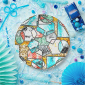 Geometrische Formen mit seltsamen weißlichen Textu Pappteller (Party)