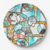 Geometrische Formen mit seltsamen weißlichen Textu Pappteller (Vorderseite)