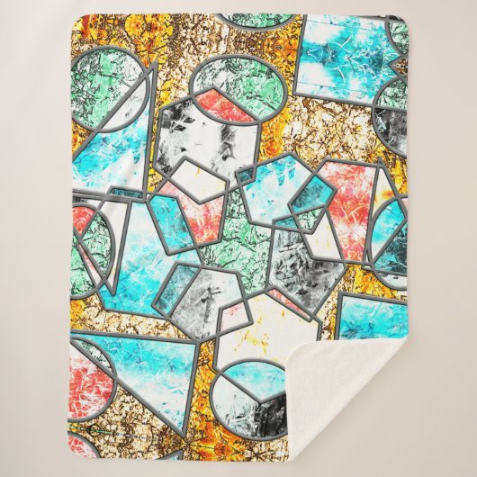 Geometrische Formen mit seltsamen weißlichen Textu Sherpadecke (Vorderseite)