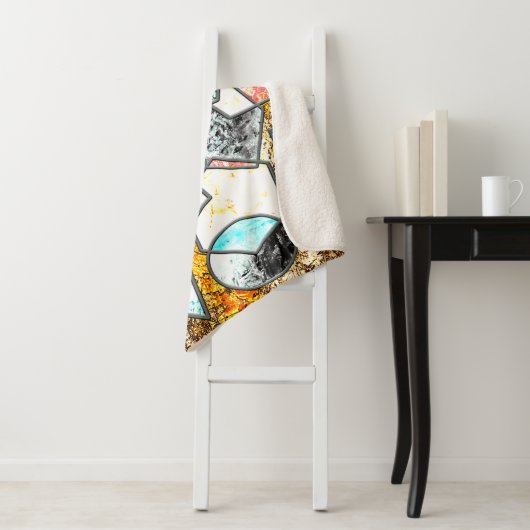 Geometrische Formen mit seltsamen weißlichen Textu Sherpadecke (Beispiel)