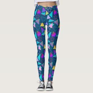Geometrische Formen Muster Vintag Style 01x4 DBlue Leggings