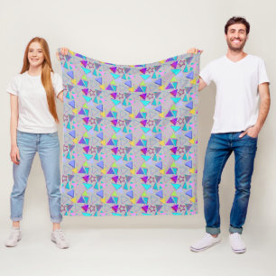 Geometrische Formen Muster Vintag Style 01x4 LGrey Fleecedecke