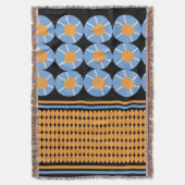 Geometrische Formen Orang Blue Muster Decke (Vorderseite Vertikal)