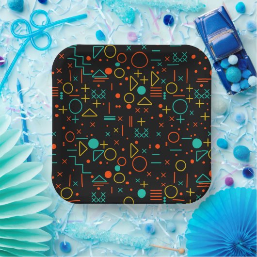 Geometrische Formen Pappteller (Party)