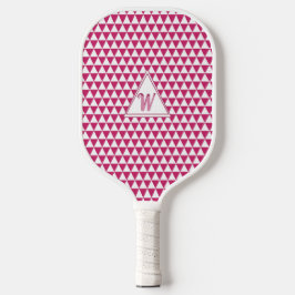 Geometrische Formen Rosa und Weiß Moderne Monogram Pickleball Schläger