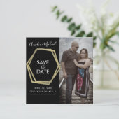 Geometrische Formen Save the Date Gold Karte (Stehend Vorderseite)