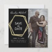 Geometrische Formen Save the Date Gold Karte (Vorderseite)