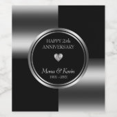 Geometrische Formen, schwarz und silber Weinetikett (Einzelnes Label)