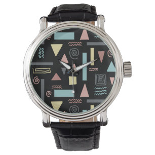 Geometrische Formen, schwarzes Muster Armbanduhr