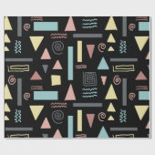 Geometrische Formen, schwarzes Muster Geschenkpapier (Flach)