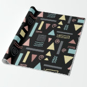 Geometrische Formen, schwarzes Muster Geschenkpapier (Ungerollt)