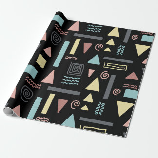 Geometrische Formen, schwarzes Muster Geschenkpapier