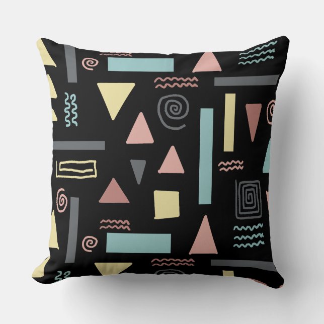 Geometrische Formen, schwarzes Muster Kissen (Vorderseite)