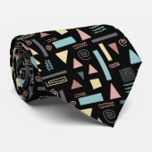 Geometrische Formen, schwarzes Muster Krawatte (Gerollt)