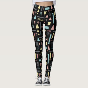 Geometrische Formen, schwarzes Muster Leggings
