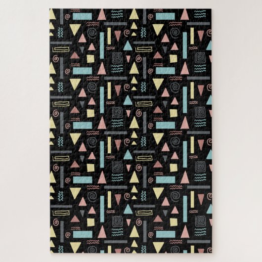 Geometrische Formen, schwarzes Muster Puzzle (Vertikal)