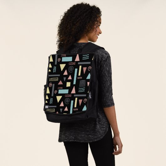 Geometrische Formen, schwarzes Muster Rucksack (Ausgewaschen)