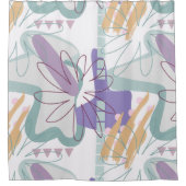 Geometrische Formen und Blume auf Weiß. Duschvorhang (Vorderseite)