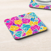 Geometrische Formen und Linien in lebendiger Farbe Getränkeuntersetzer (Linke Seite)