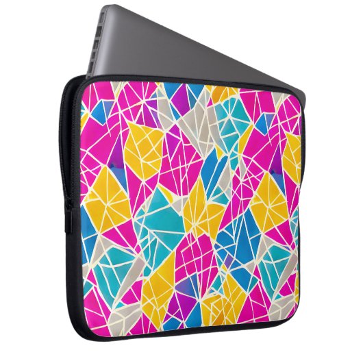 Geometrische Formen und Linien in lebendiger Farbe Laptopschutzhülle (Vorne Rechts)