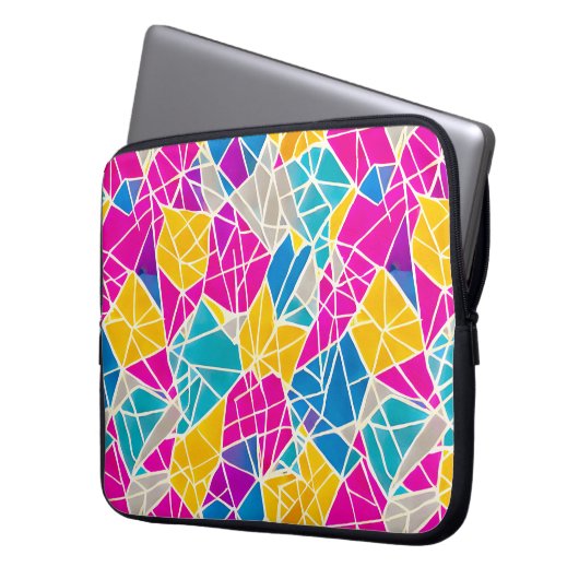 Geometrische Formen und Linien in lebendiger Farbe Laptopschutzhülle (Vorderseite Links)