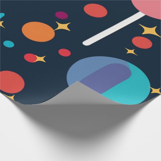 Geometrische Formen und Sterne auf schwarzem Hinte Geschenkpapier (Ecke)