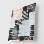 Geometrische Formen und Streifen Quadratische Wanduhr (Winkel)