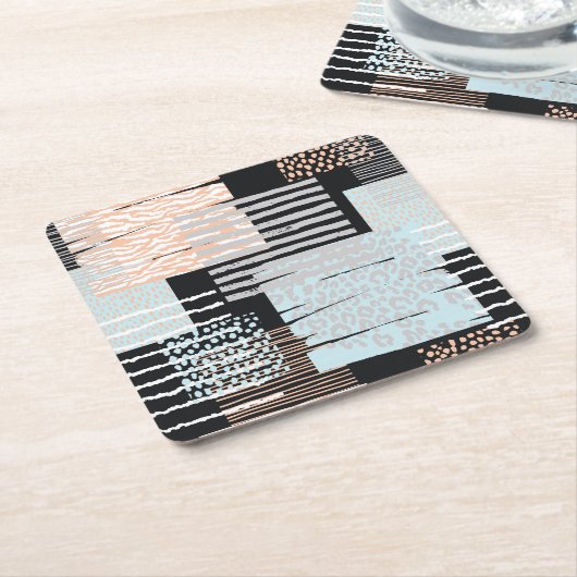 Geometrische Formen und Streifen Rechteckiger Pappuntersetzer (angewinkelt)