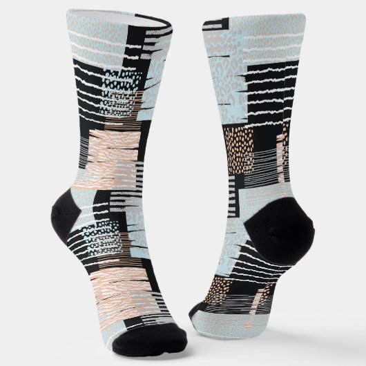 Geometrische Formen und Streifen Socken (Gewinkelt)