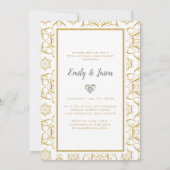 Geometrische Formen von Gold Glitzer mit Herz Einladung (Rückseite)