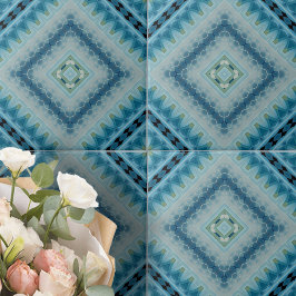 Geometrische Formen von Soft Blue und Indigo Kalei Fliese