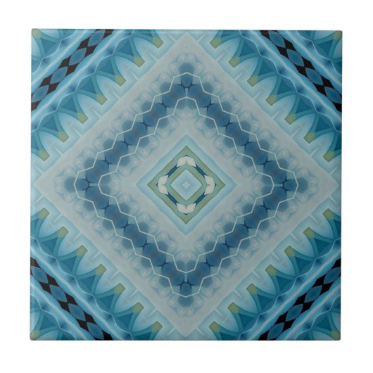 Geometrische Formen von Soft Blue und Indigo Kalei Fliese (Vorderseite)