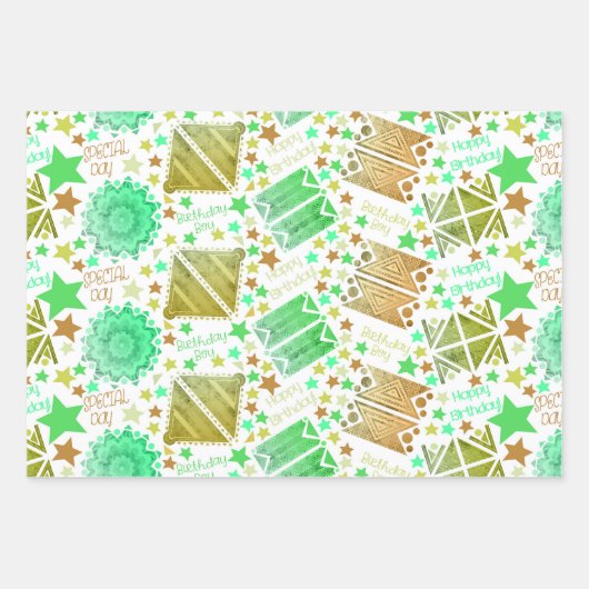 Geometrische Formen Weiß Blau Schwarz Geschenkpapier Set (Vorderseite)