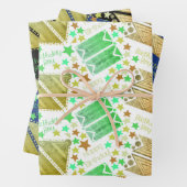 Geometrische Formen Weiß Blau Schwarz Geschenkpapier Set (Beispiel)