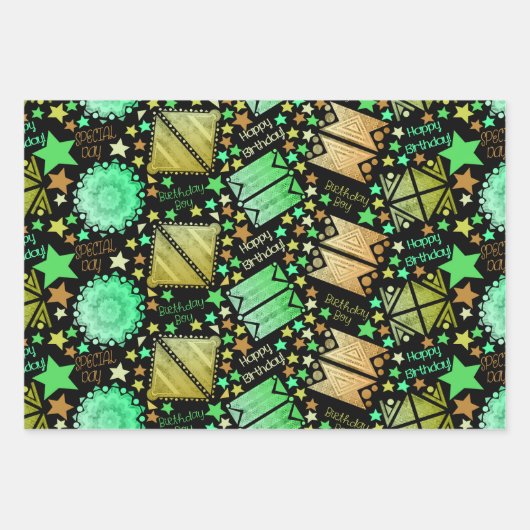 Geometrische Formen Weiß Blau Schwarz Geschenkpapier Set (Vorderseite 3)