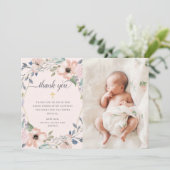 Geometrische | Foto-mit Blumentaufe des rosa Dankeskarte (Stehend Vorderseite)
