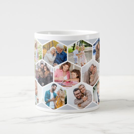 Geometrische FotoCollage 17 Picture Silver Gray Jumbo-Tasse (Vorderseite)