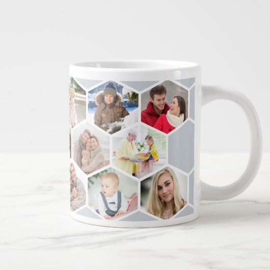 Geometrische FotoCollage 17 Picture Silver Gray Jumbo-Tasse (Rechts)