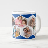 geometrische FotoCollage 9 Picture Blue Jumbo-Tasse (Vorderseite Rechts)
