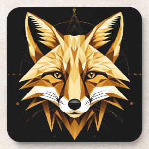 Geometrische Fox-Illustration mit goldenen Tönen Getränkeuntersetzer